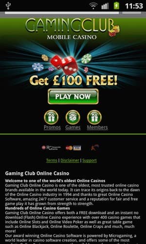 Gaming Club Mobile Screenshot