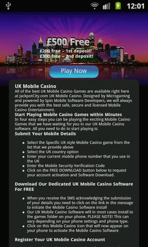 Jackpot City Mobile Casino Screenshot