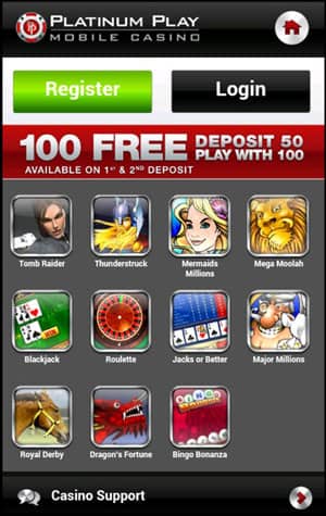 Platinum Play Mobile Casino mobile Android Games Preview